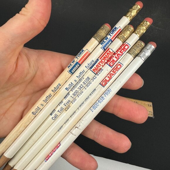 6 Vtg New York NY Army National Guard Wooden Pencils Sharpened Used Prop READ - Picture 9 of 9
